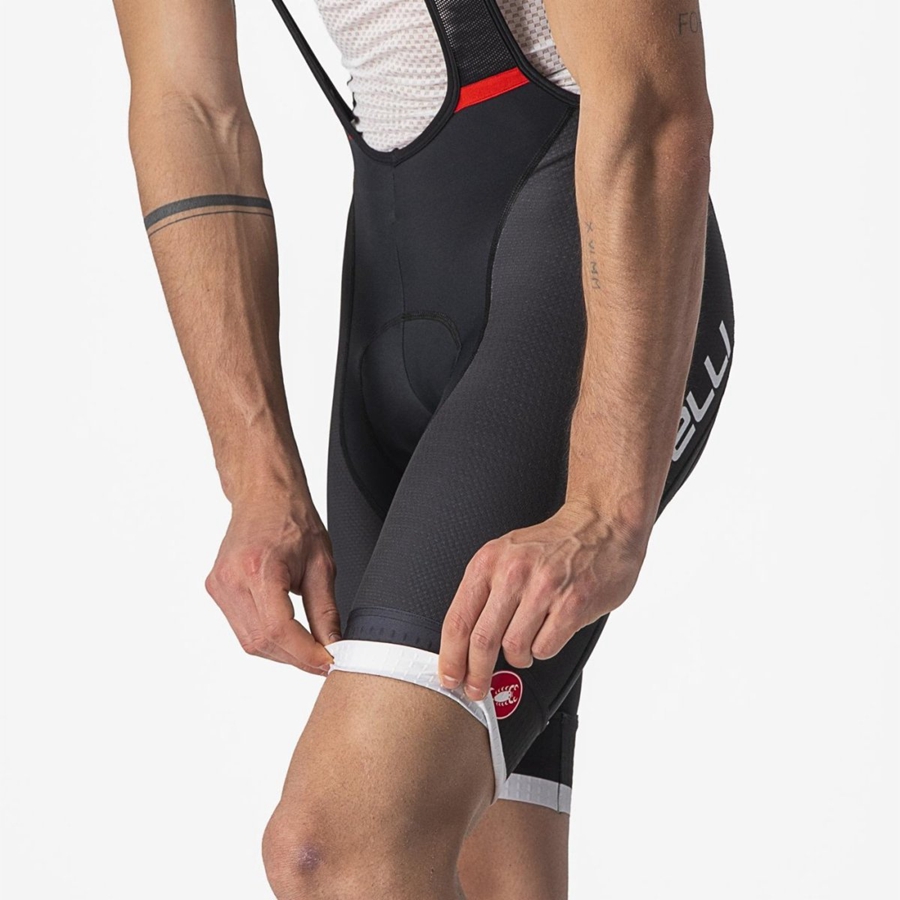 Black / Silver Grey Men Castelli COMPETIZIONE KIT Bib Shorts | KMPZ-27638