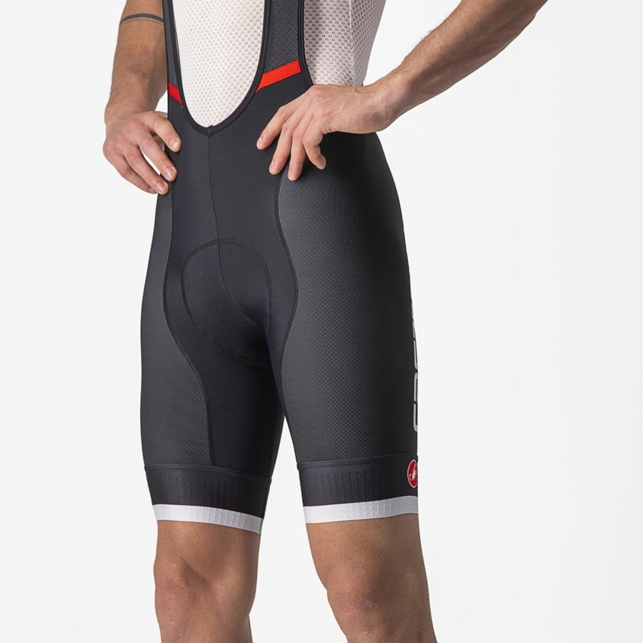 Black / Silver Grey Men Castelli COMPETIZIONE KIT Bib Shorts | KMPZ-27638