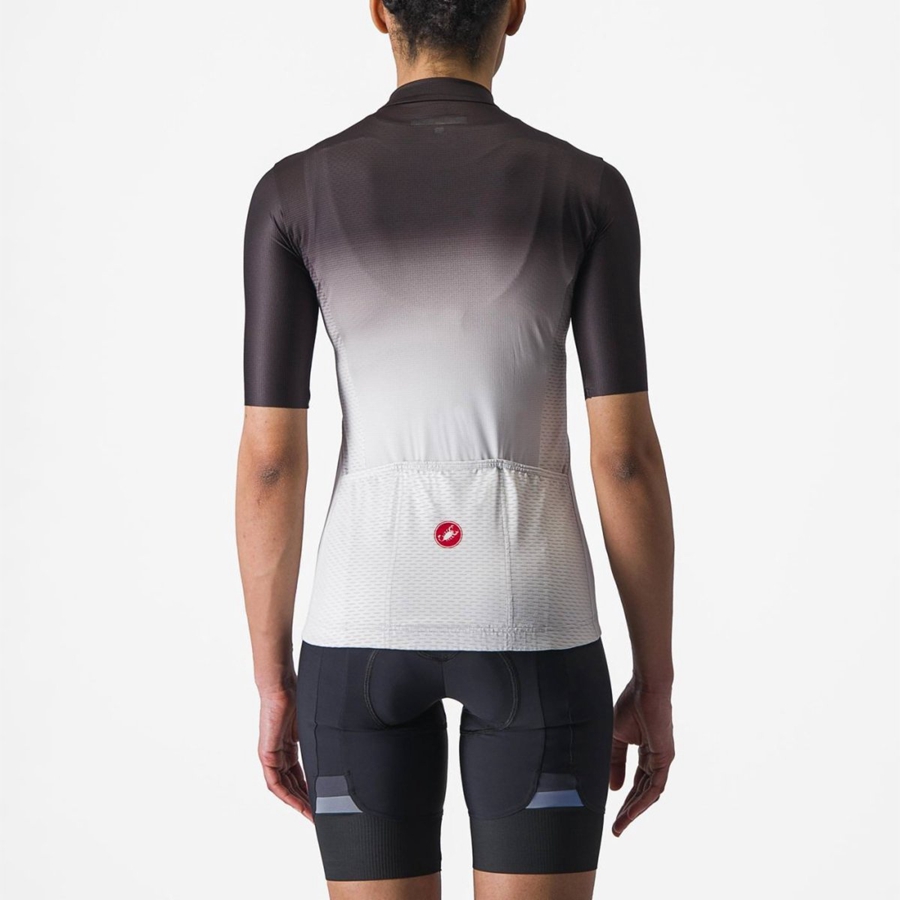 Black / Silver Grey / White Women Castelli SALITA Jersey | ORZT-40187