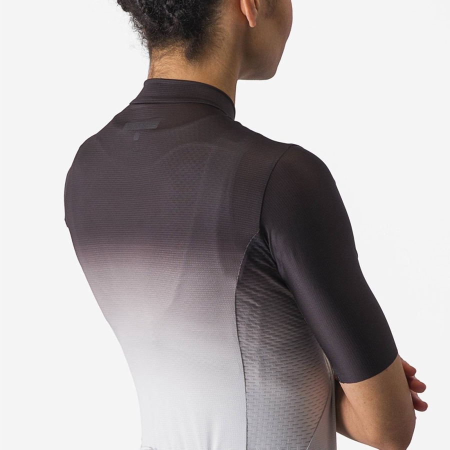 Black / Silver Grey / White Women Castelli SALITA Jersey | ORZT-40187