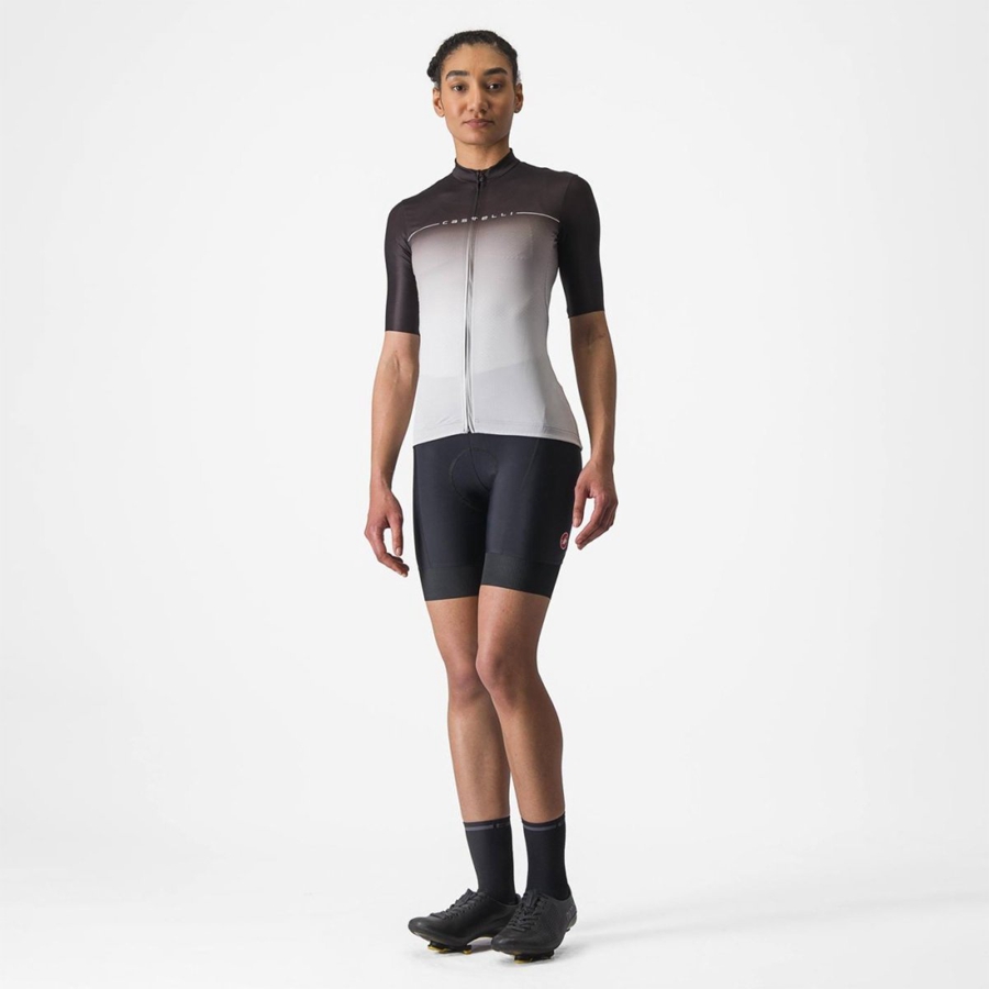 Black / Silver Grey / White Women Castelli SALITA Jersey | ORZT-40187