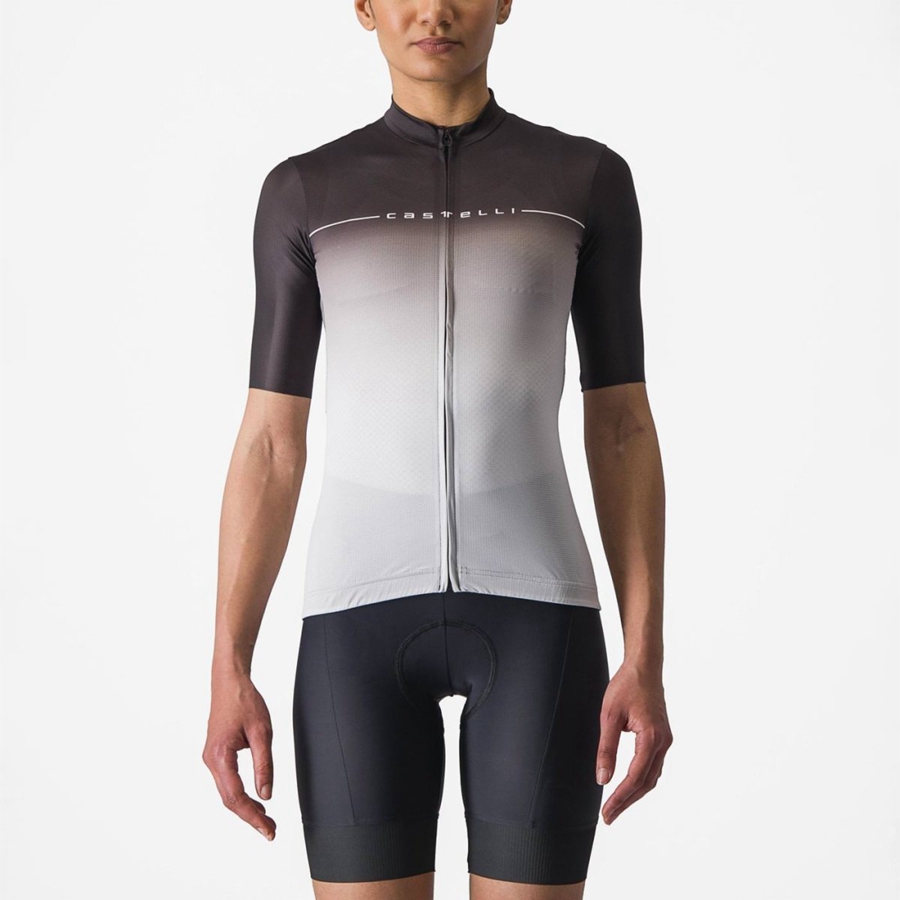 Black / Silver Grey / White Women Castelli SALITA Jersey | ORZT-40187