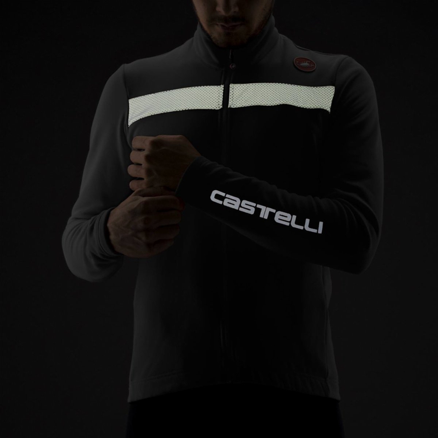 Black / Silver Men Castelli PURO 3 FZ Jersey | AWMT-16054