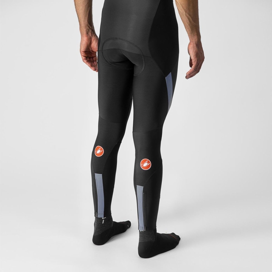 Black / Silver Men Castelli SORPASSO RoS Bib Tights | DLWU-73560