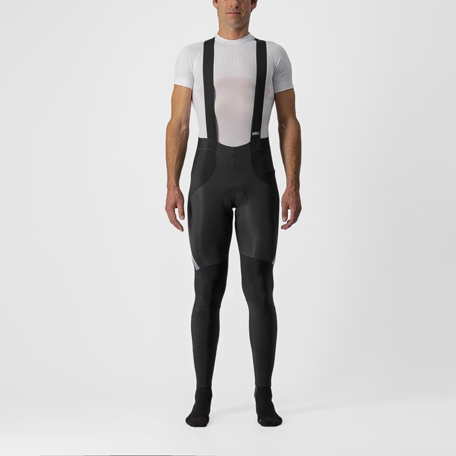 Black / Silver Men Castelli SORPASSO RoS Bib Tights | DLWU-73560