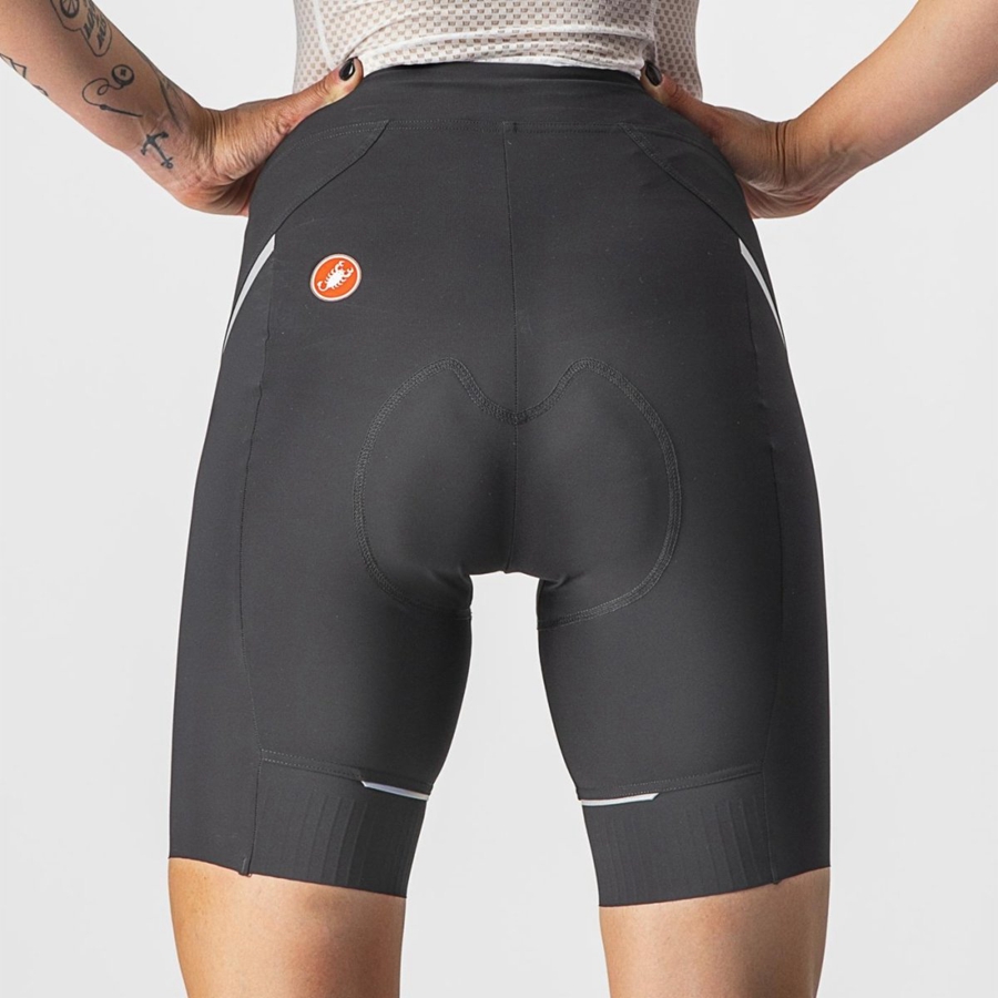 Black / Silver Women Castelli VELOCISSIMA 3 Shorts | KXIN-64803