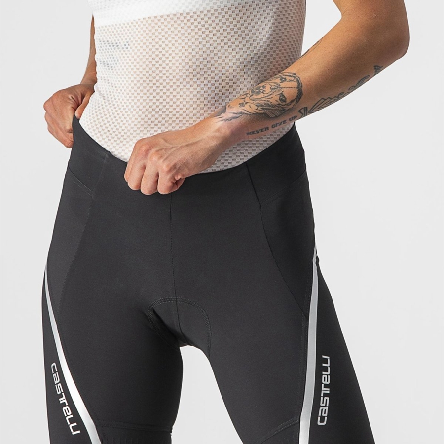 Black / Silver Women Castelli VELOCISSIMA 3 Shorts | KXIN-64803