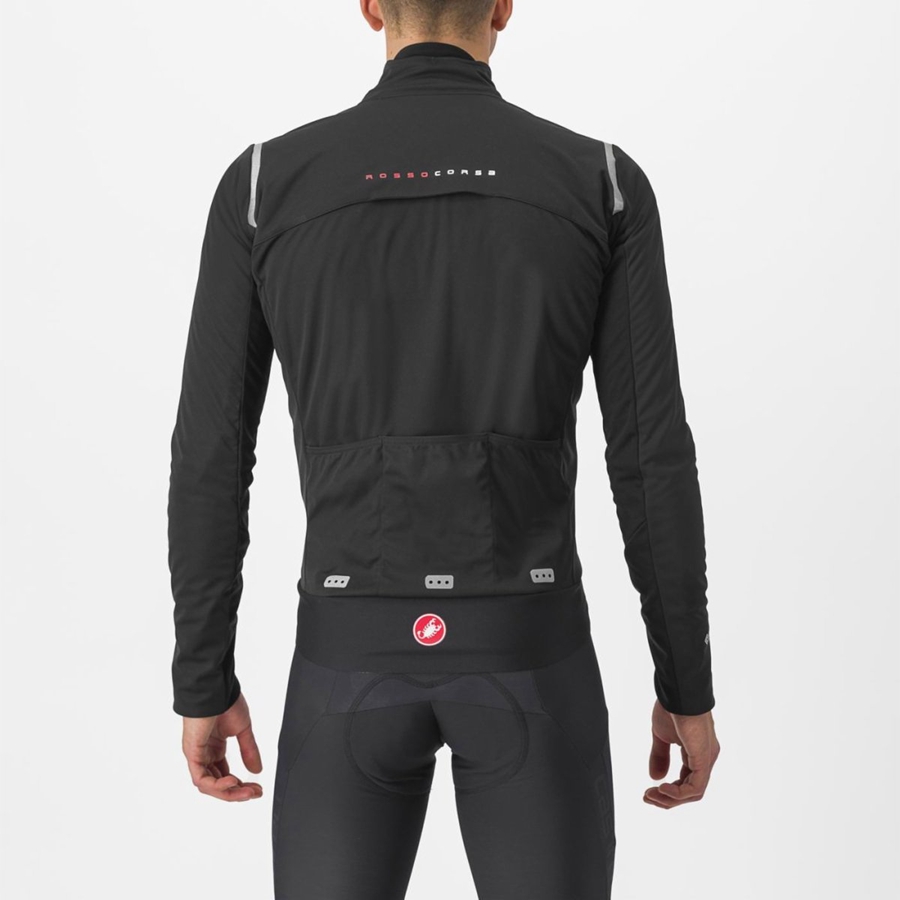 Black / Silver / Dark Men Castelli ALPHA DOPPIO ROS Jackets | RKUA-79843