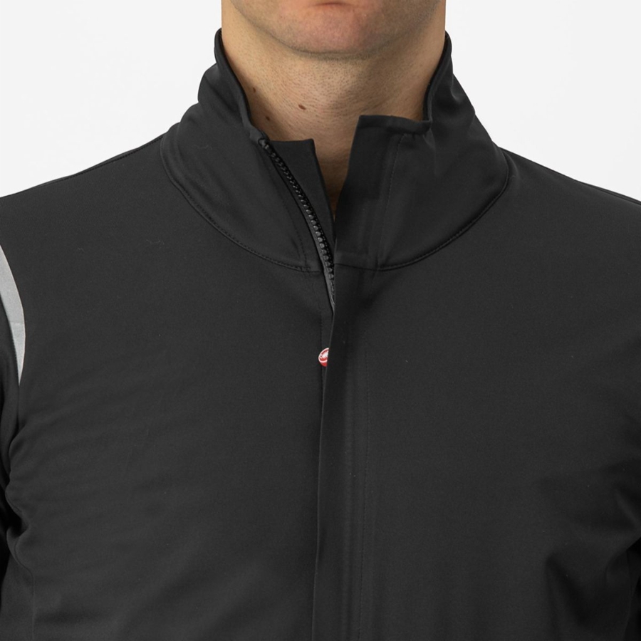 Black / Silver / Dark Men Castelli ALPHA DOPPIO ROS Jackets | RKUA-79843