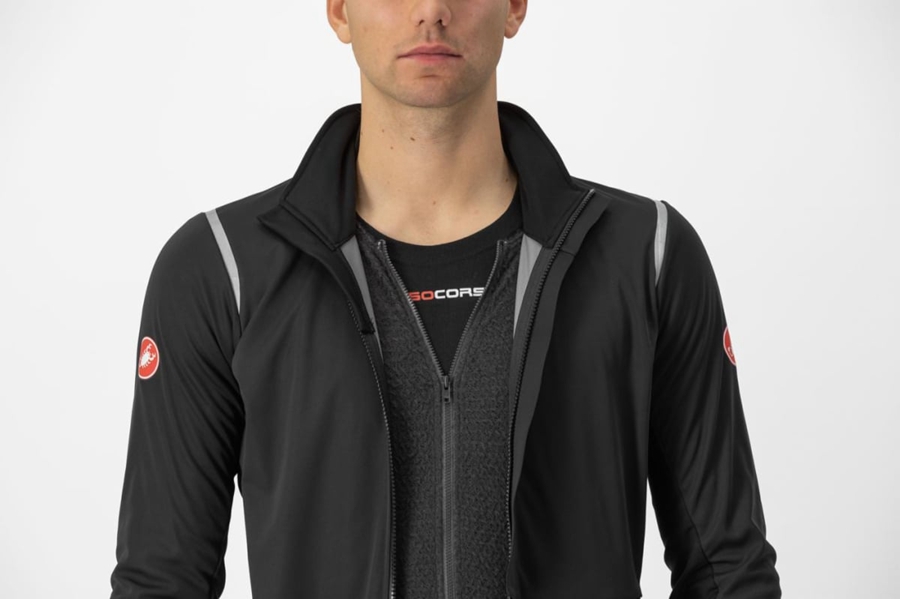 Black / Silver / Dark Men Castelli ALPHA DOPPIO ROS Jackets | RKUA-79843