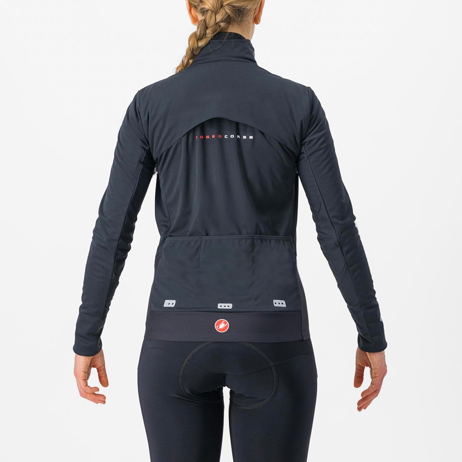 Black / Silver / Dark Women Castelli ALPHA DOPPIO ROS W Jackets | UZAL-37509