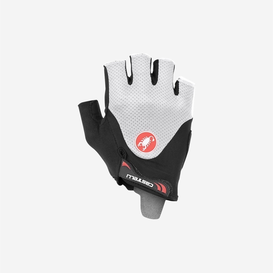 Black / White Men Castelli ARENBERG GEL 2 Gloves | XPCT-83654