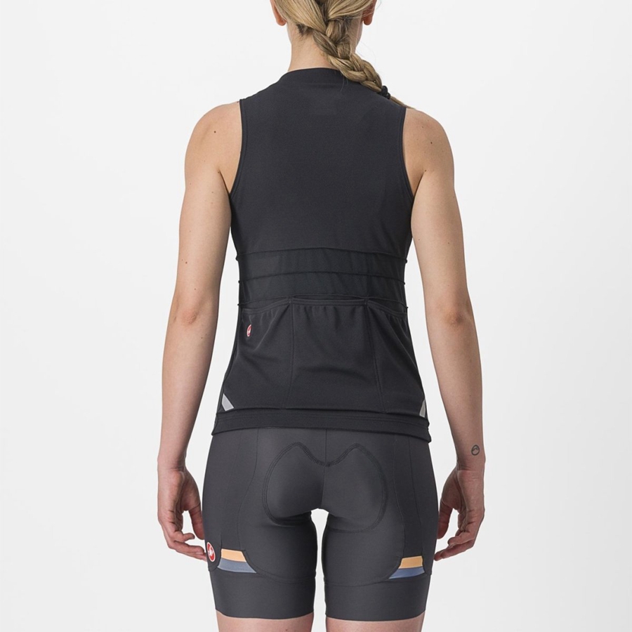 Black / White Women Castelli ANIMA 4 SLEEVELESS Jersey | TFSK-30216