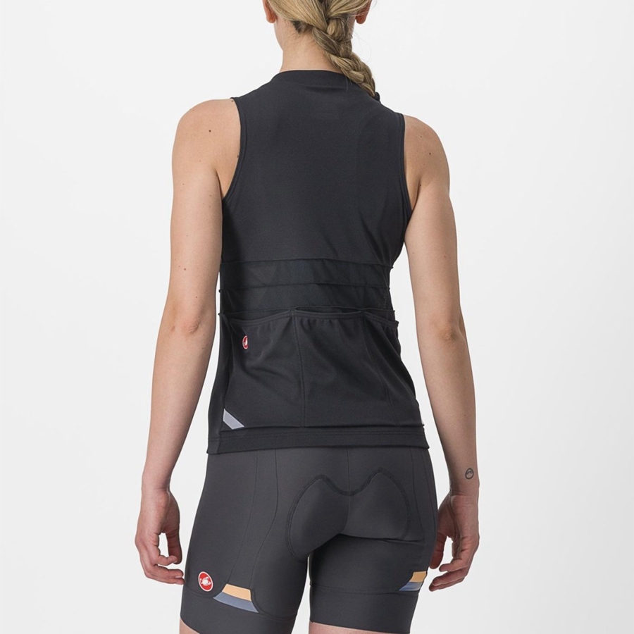 Black / White Women Castelli ANIMA 4 SLEEVELESS Jersey | TFSK-30216