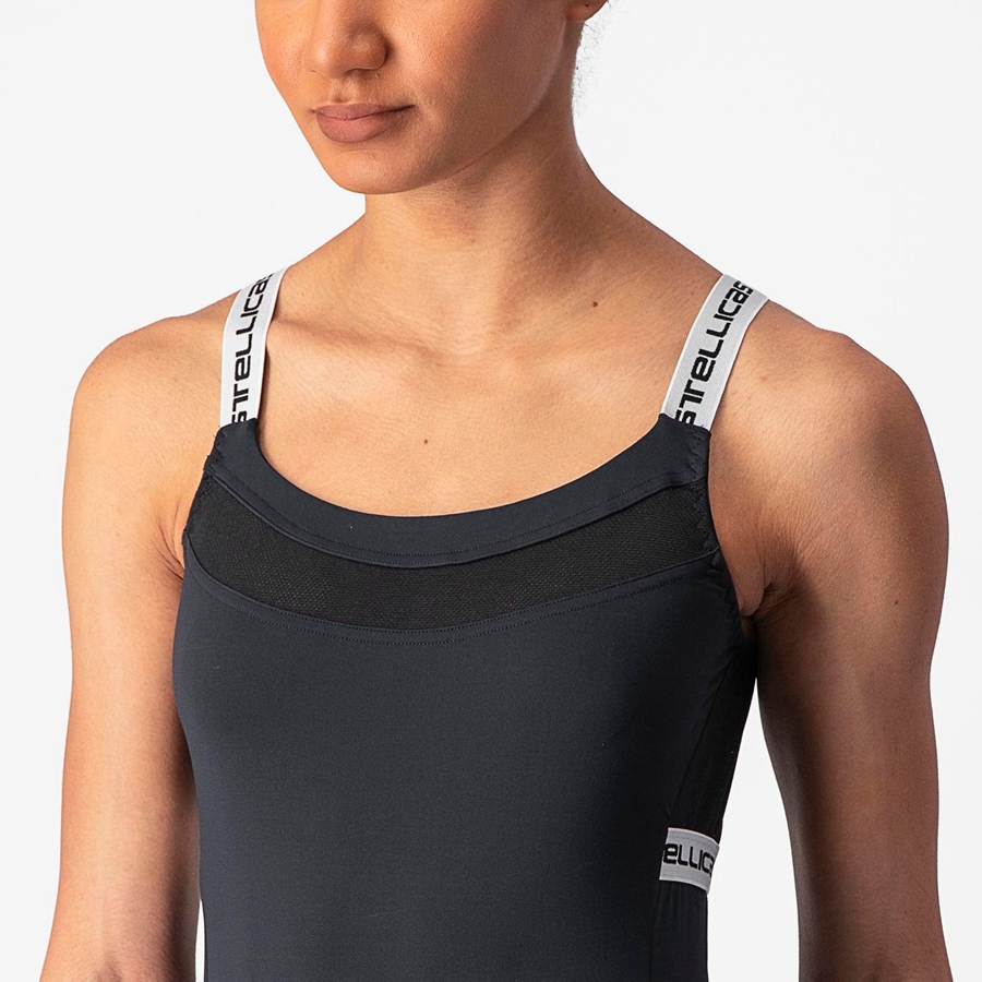 Black / White Women Castelli BAVETTE TOP Jersey | DCZH-27481