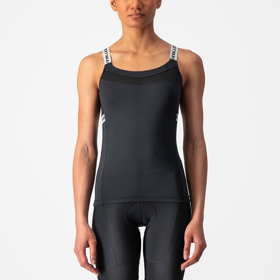 Black / White Women Castelli BAVETTE TOP Jersey | DCZH-27481