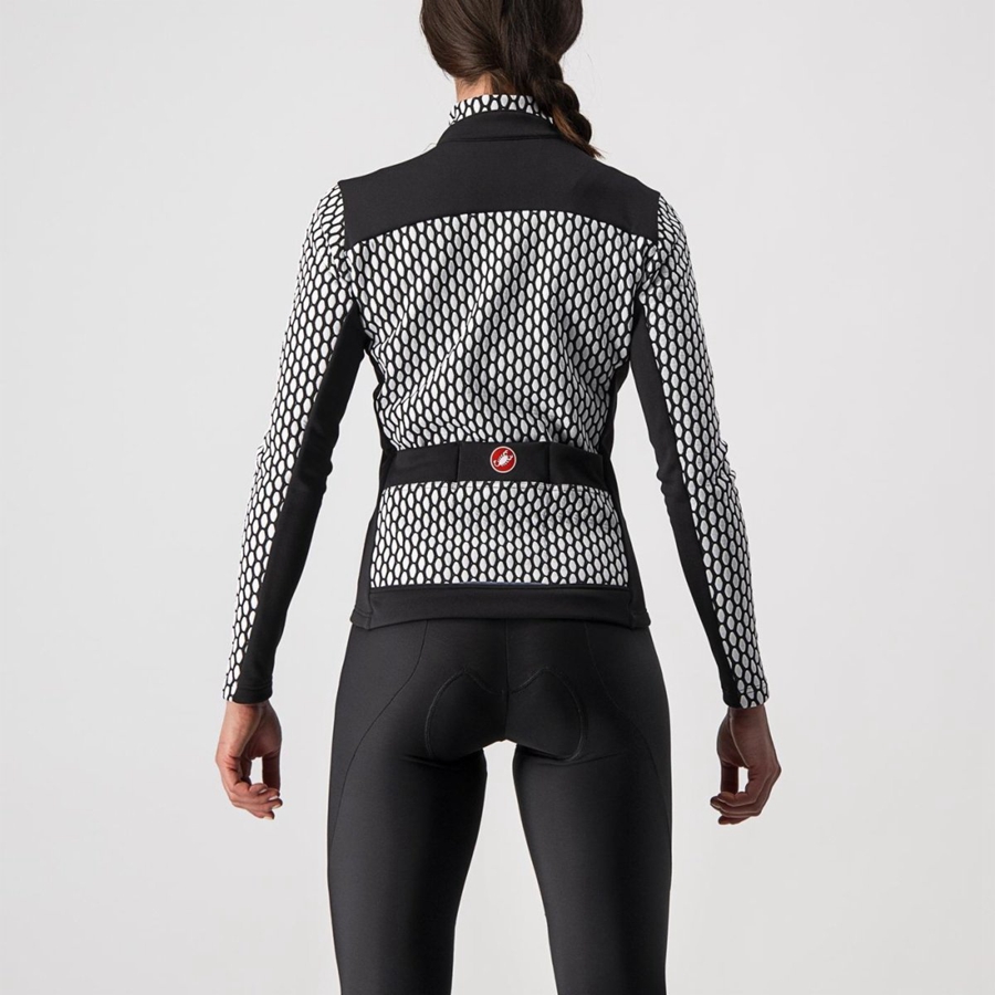 Black / White Women Castelli SFIDA 2 FZ Jersey | BSHT-95746