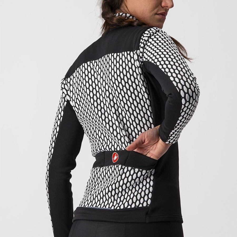 Black / White Women Castelli SFIDA 2 FZ Jersey | BSHT-95746