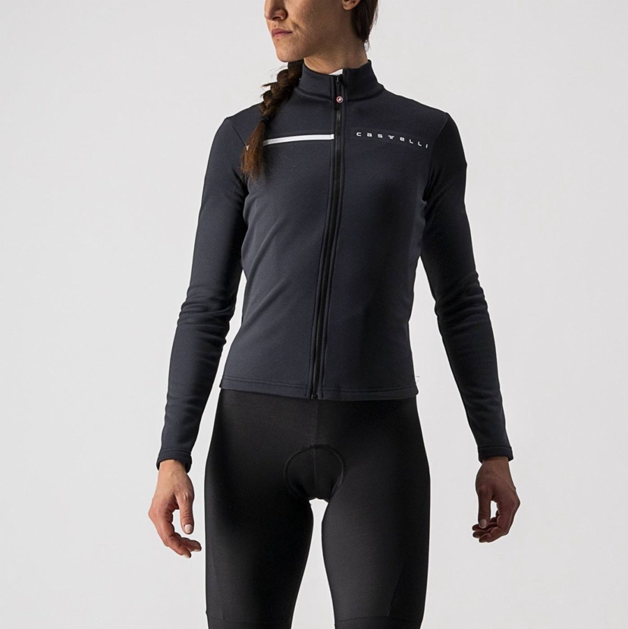 Black / White Women Castelli SINERGIA 2 FZ Jersey | ZGMJ-31594