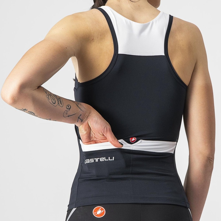 Black / White Women Castelli SOLARIS TOP Jersey | VKBT-97645