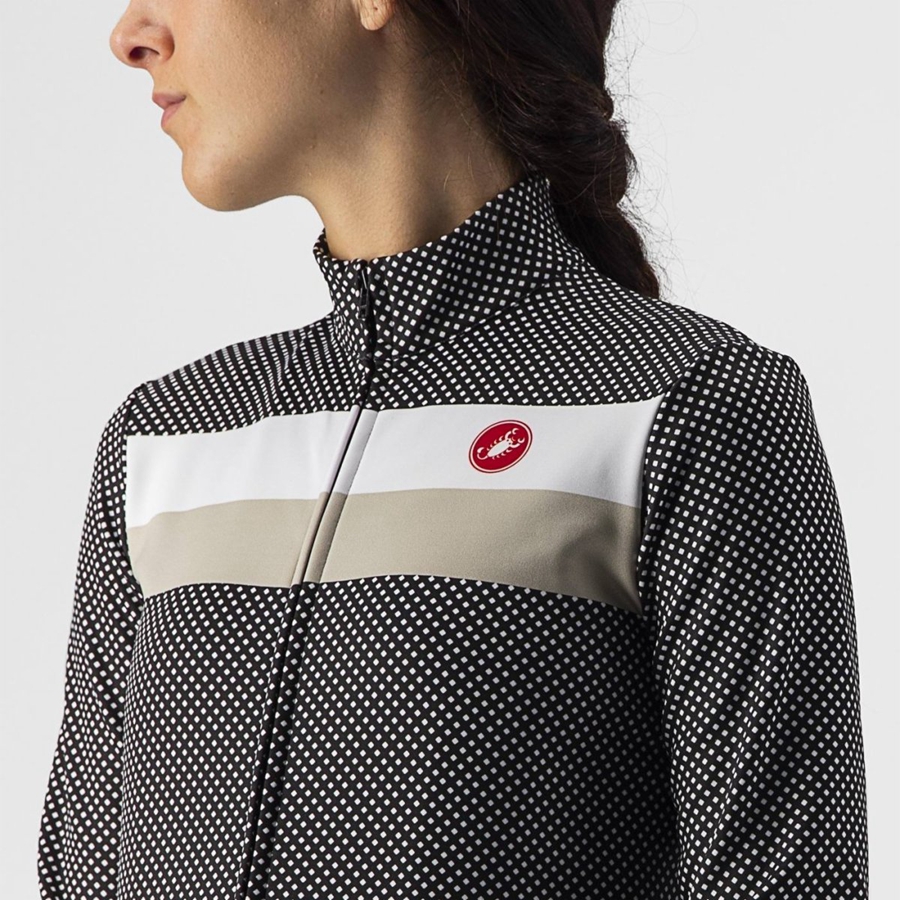 Black / White Women Castelli VOLARE LS Jersey | XUKF-29856