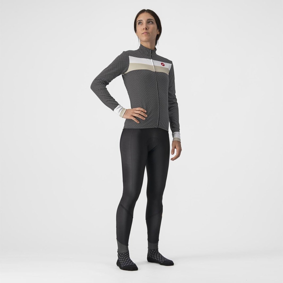 Black / White Women Castelli VOLARE LS Jersey | XUKF-29856