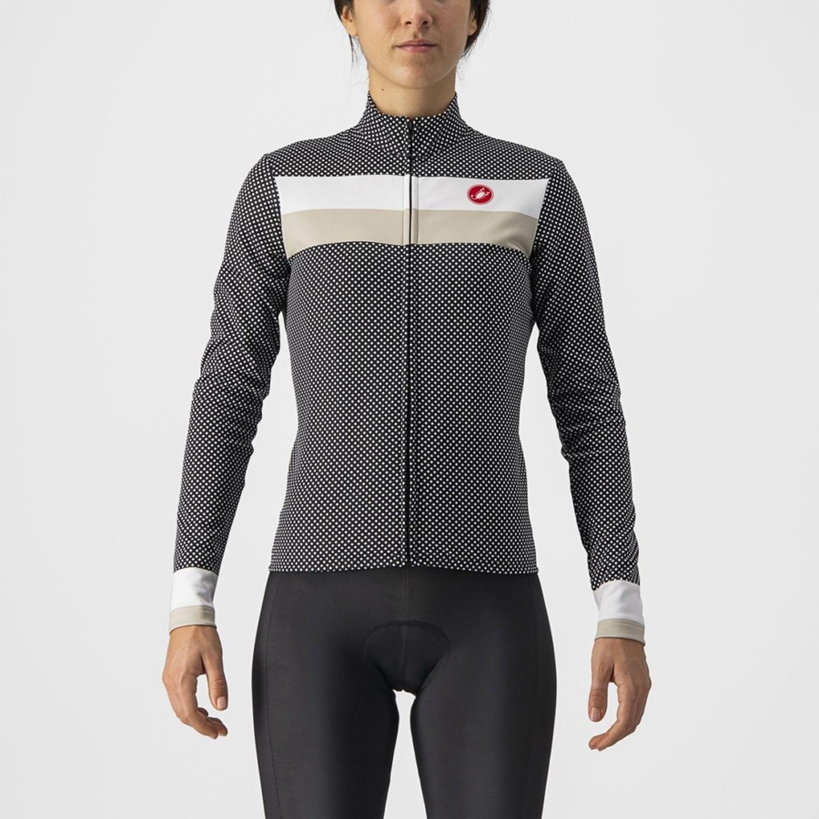 Black / White Women Castelli VOLARE LS Jersey | XUKF-29856