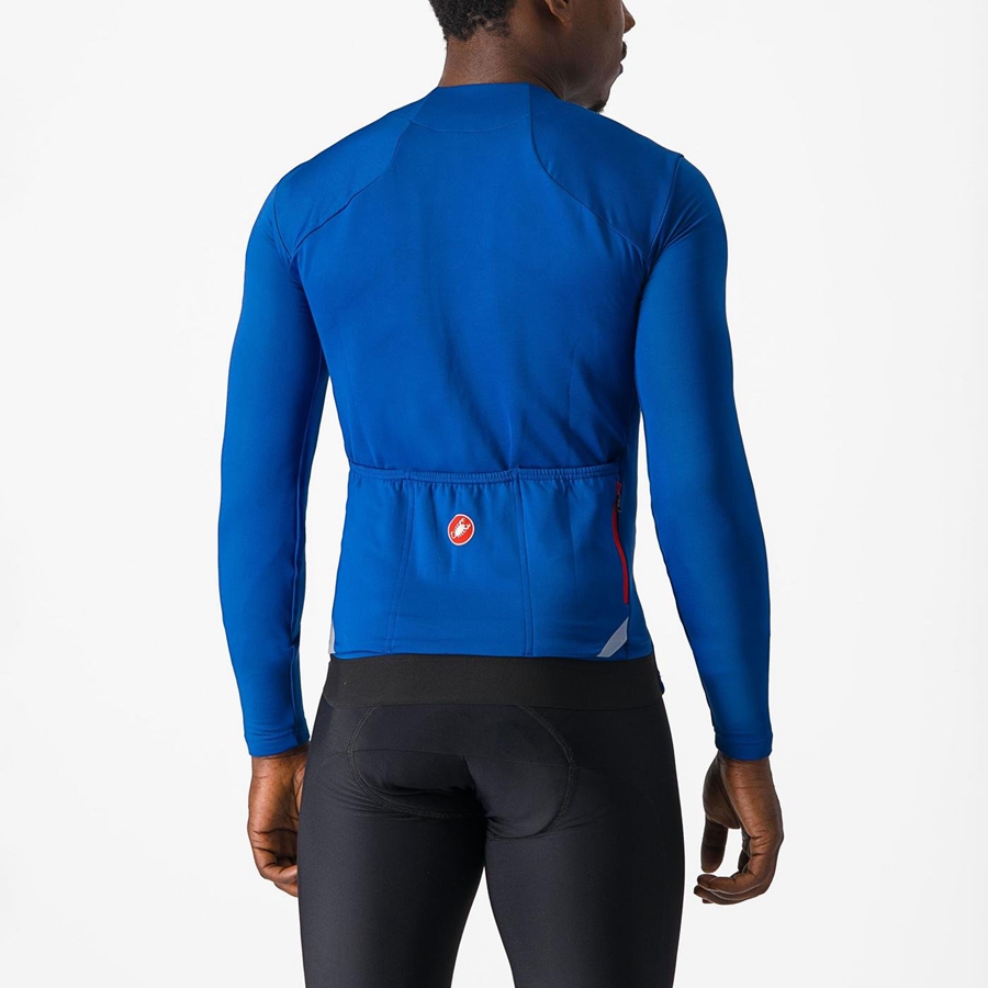 Blue Men Castelli FLY LS Jersey | CUEP-57286