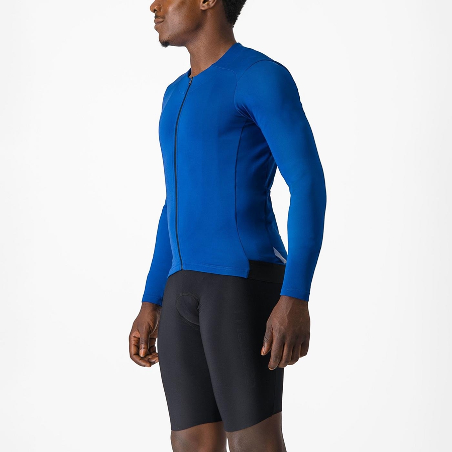 Blue Men Castelli FLY LS Jersey | CUEP-57286