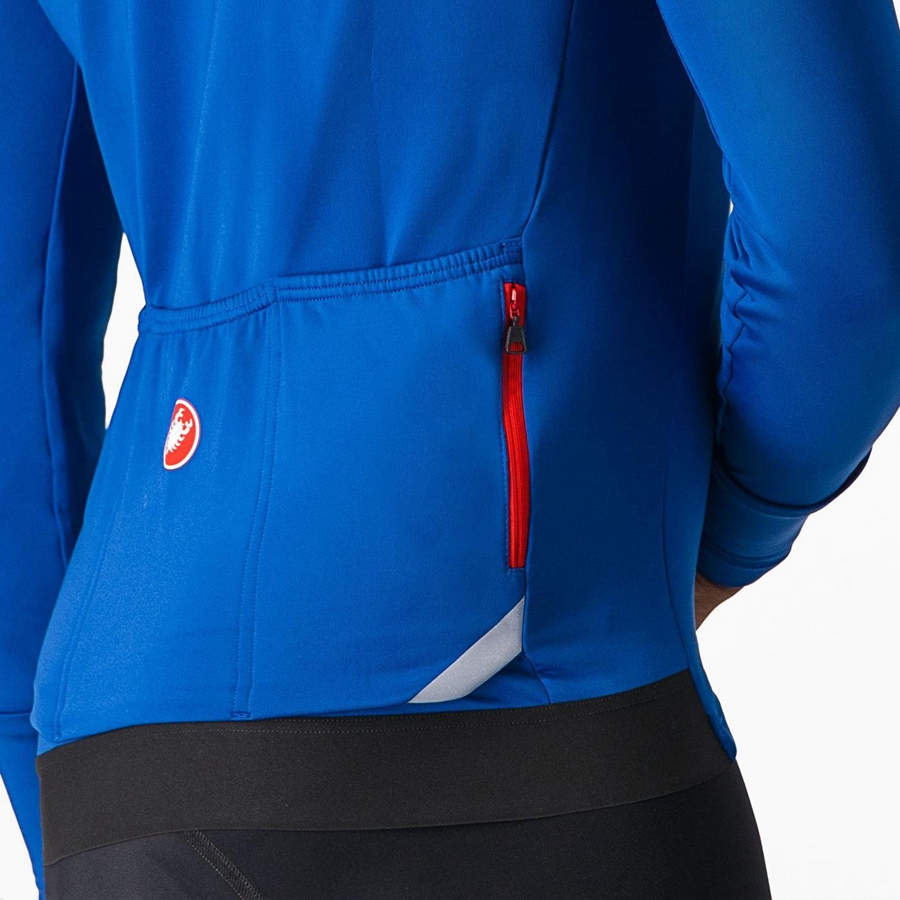 Blue Men Castelli FLY LS Jersey | CUEP-57286