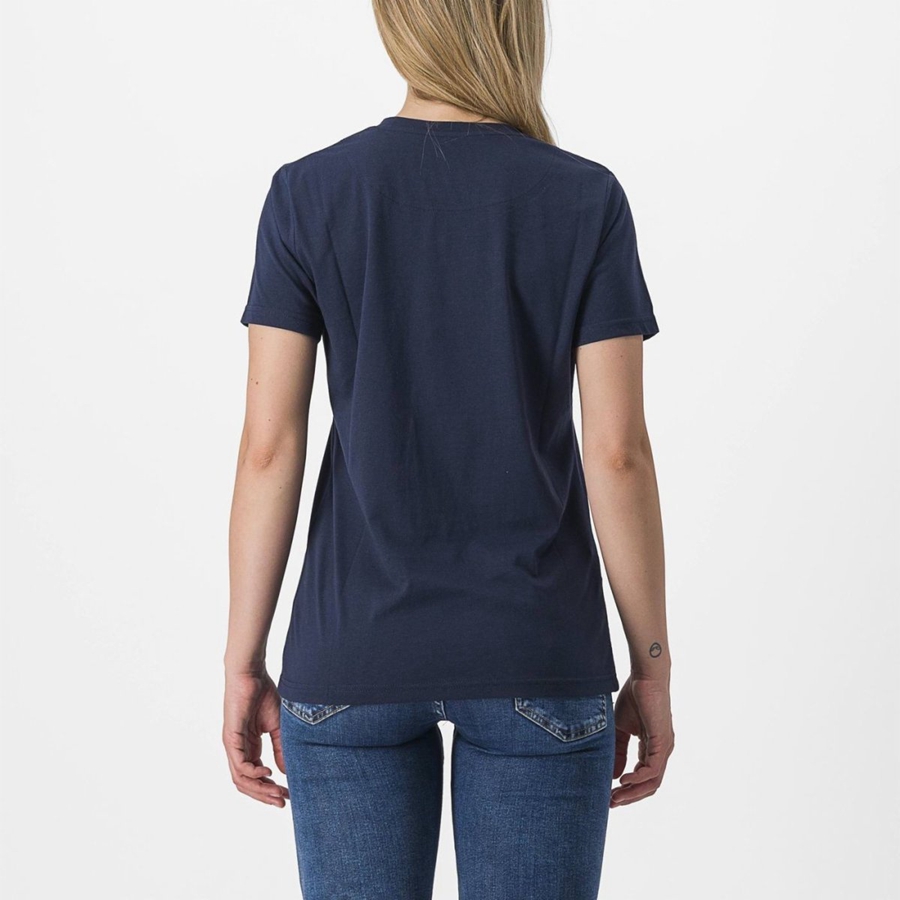 Blue Women Castelli PEDALARE TEE Casual | MESY-26573