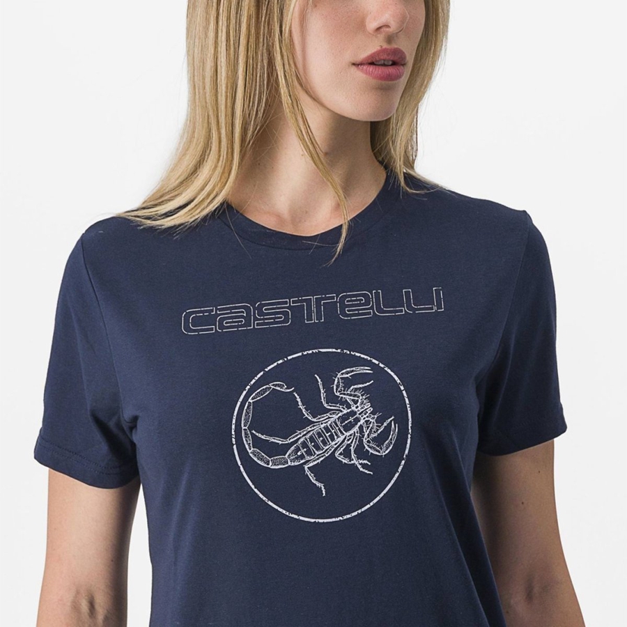 Blue Women Castelli PEDALARE TEE Casual | MESY-26573