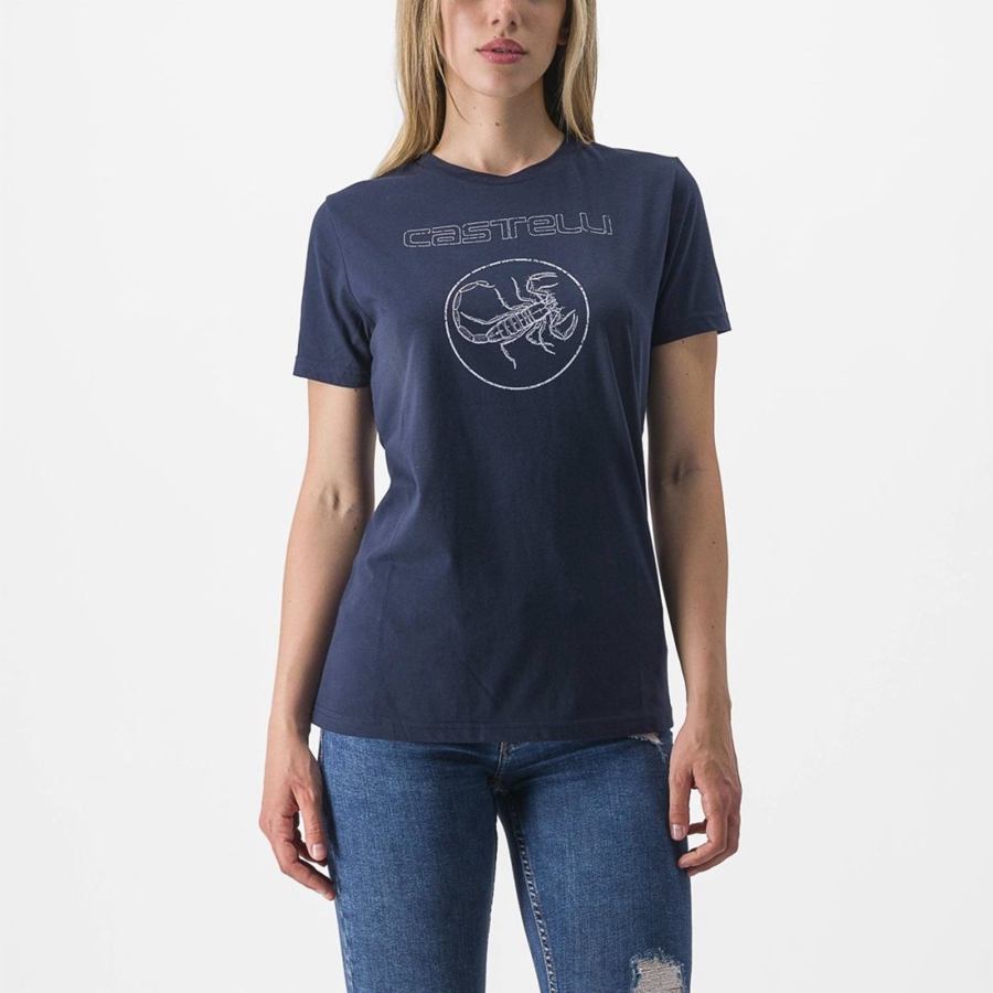 Blue Women Castelli PEDALARE TEE Casual | MESY-26573