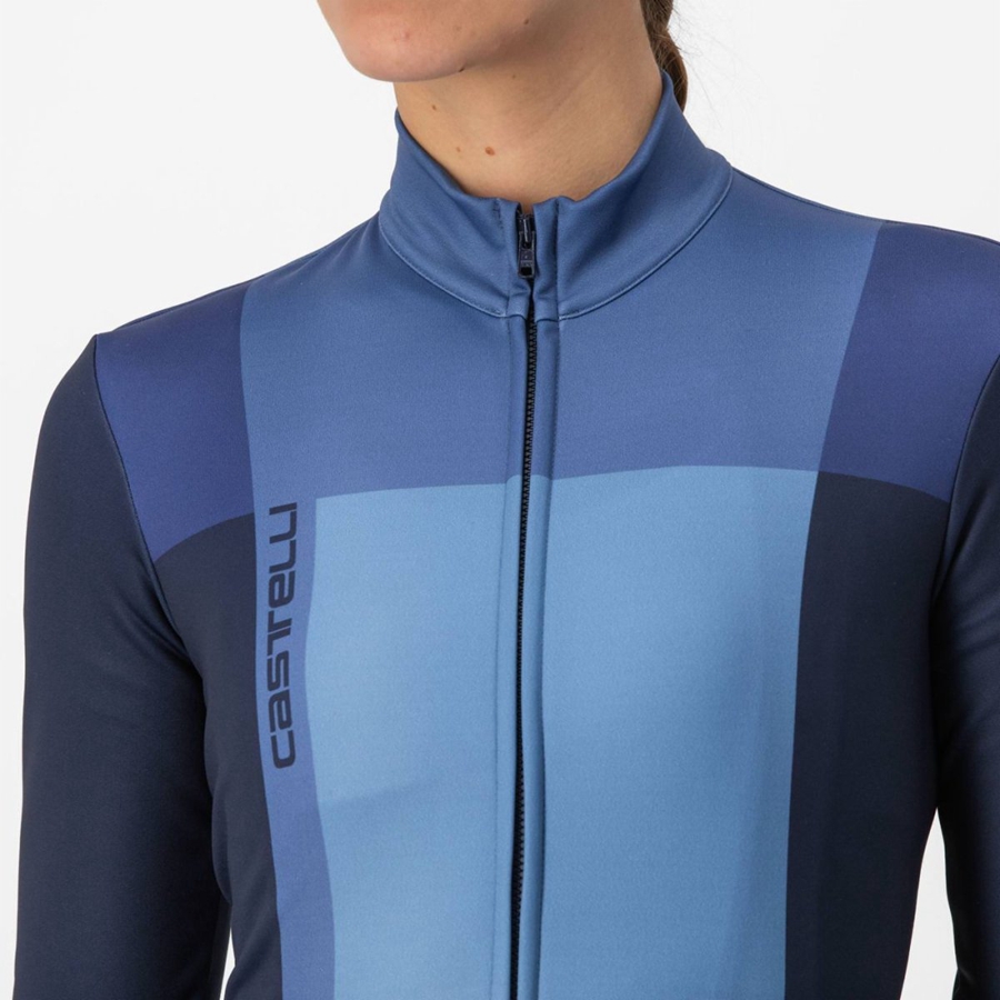 Blue / Blue Women Castelli UNLIMITED W THERMAL Jersey | KWPF-90287