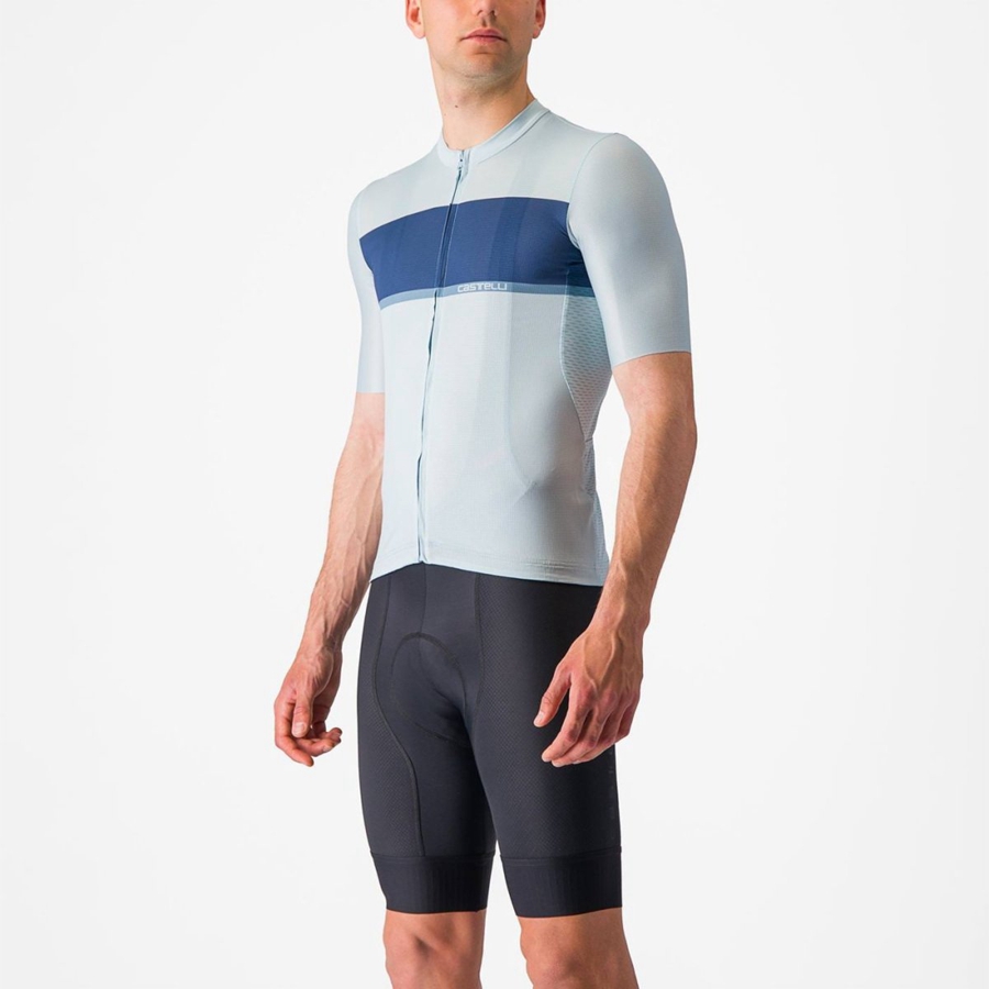 Blue / Blue / Grey Men Castelli TRADIZIONE Jersey | YPUN-29856