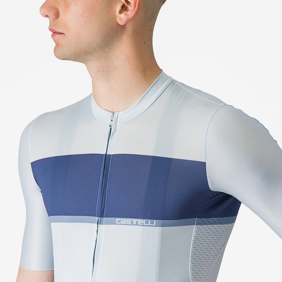 Blue / Blue / Grey Men Castelli TRADIZIONE Jersey | YPUN-29856