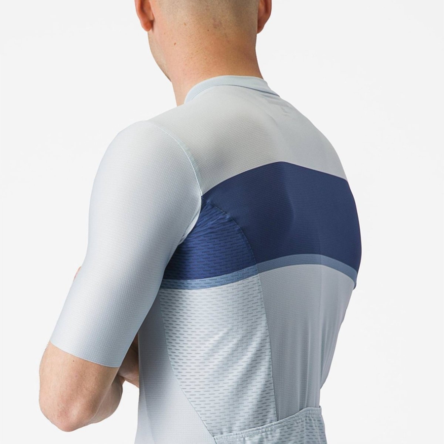 Blue / Blue / Grey Men Castelli TRADIZIONE Jersey | YPUN-29856