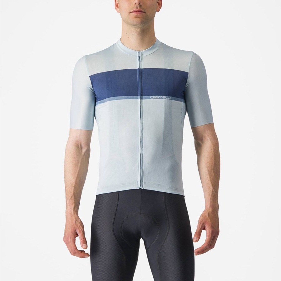 Blue / Blue / Grey Men Castelli TRADIZIONE Jersey | YPUN-29856