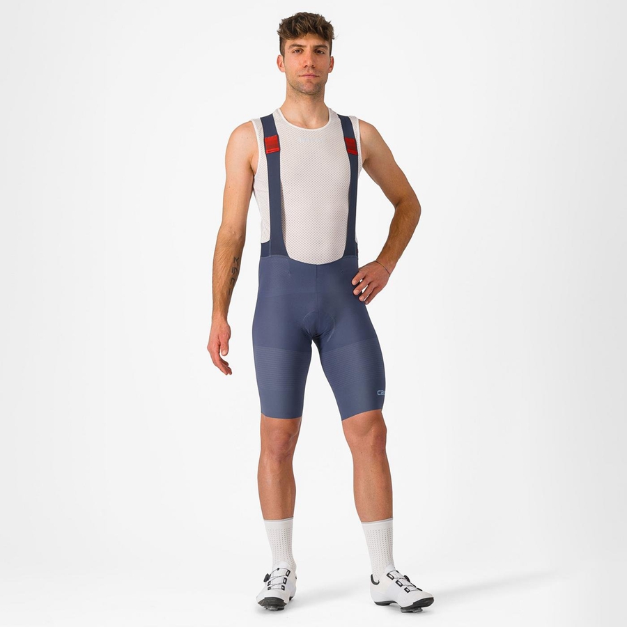 Blue / Grey Blue Men Castelli PREMIO Bib Shorts | HWGO-14259