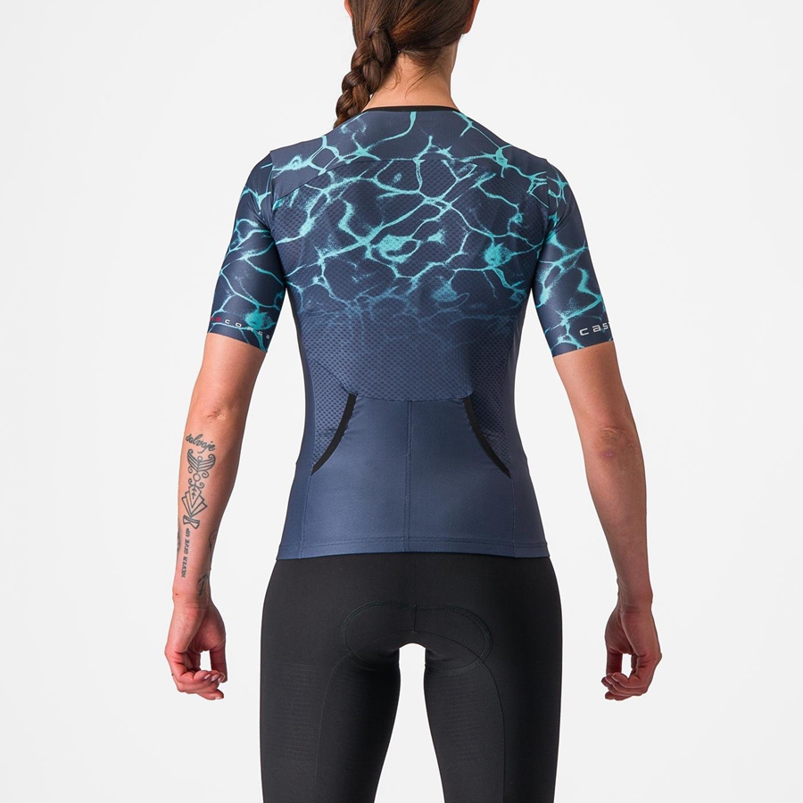 Blue / Light Turquoise Women Castelli FREE SPEED 2 W RACE TOP Suits | PQSB-46350