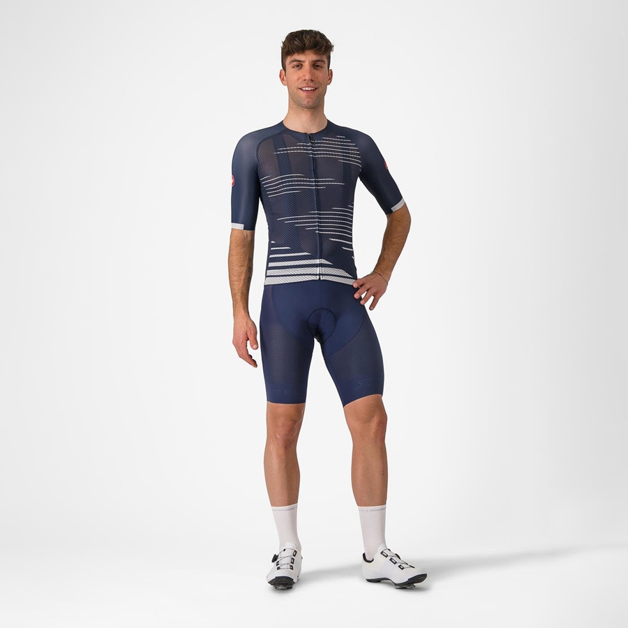 Blue / Silver Grey Men Castelli CLIMBER'S 4.0 Jersey | GINE-01726