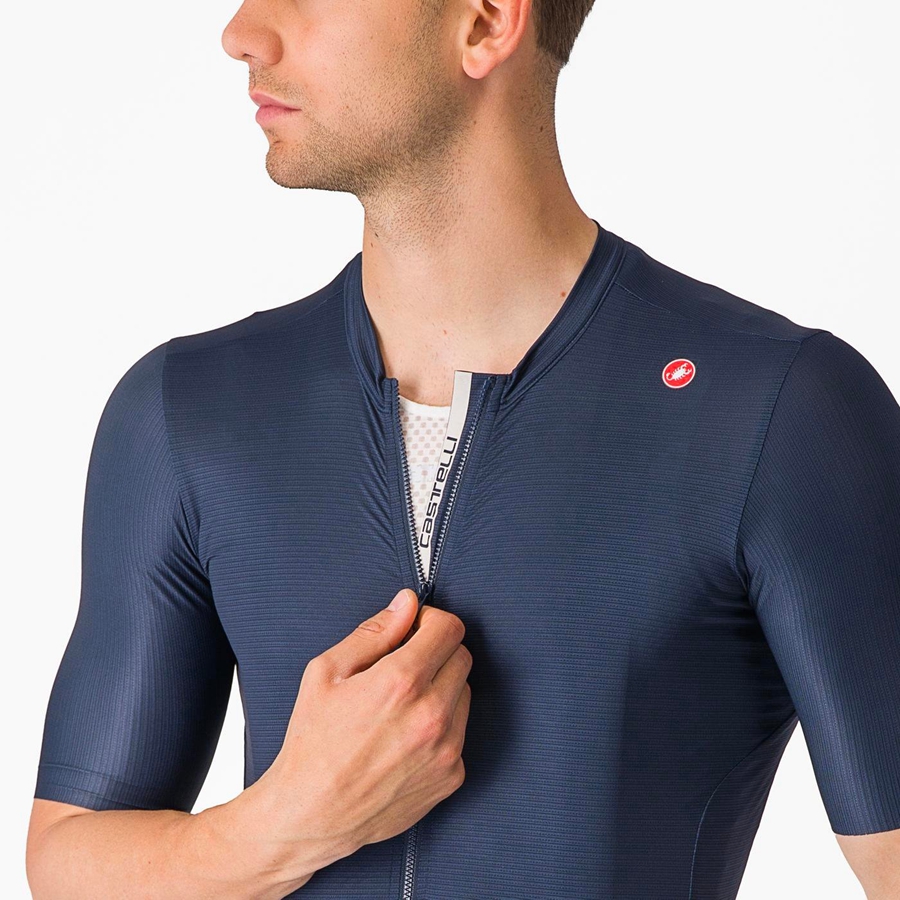 Blue / Silver Men Castelli ESPRESSO Jersey | BTLY-90875