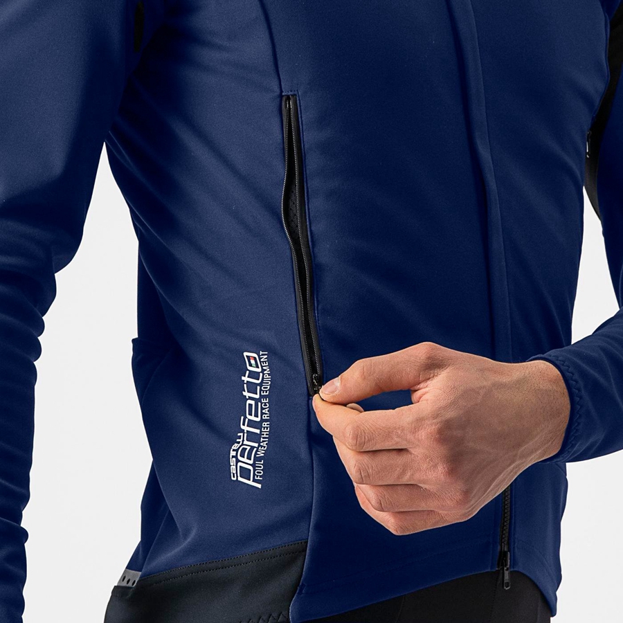 Blue / Silver Men Castelli PERFETTO RoS 2 Jackets | ZRHB-96520