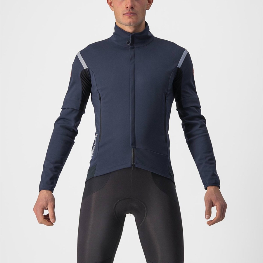 Blue / Silver Men Castelli PERFETTO RoS 2 CONVERTIBLE Jackets | WPZU-86913