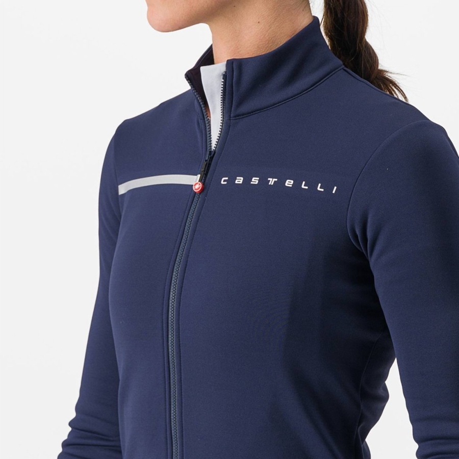 Blue / Silver Women Castelli SINERGIA 2 FZ Jersey | RDYP-24607