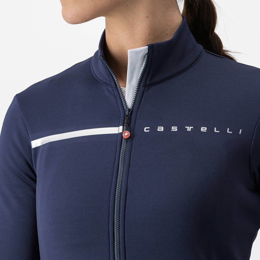 Blue / Silver Women Castelli SINERGIA 2 FZ Jersey | RDYP-24607