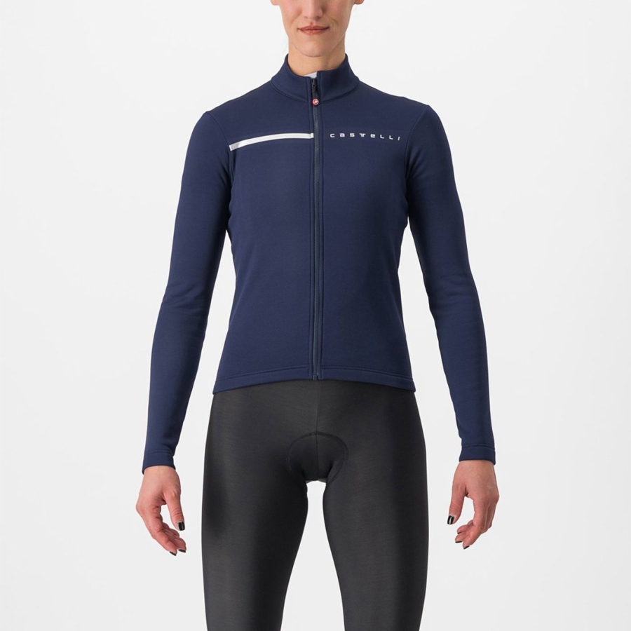 Blue / Silver Women Castelli SINERGIA 2 FZ Jersey | RDYP-24607