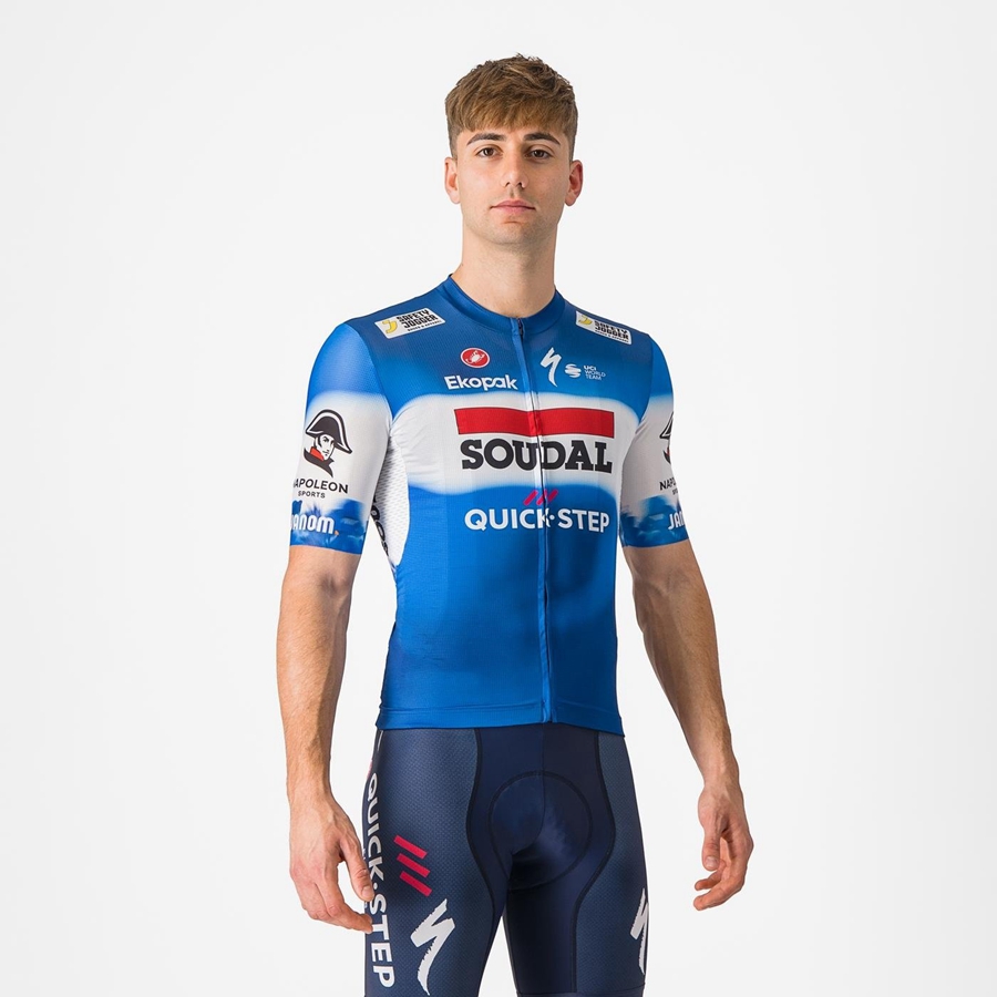 Blue / White Men Castelli COMPETIZIONE 3 Jersey | VHTJ-91724