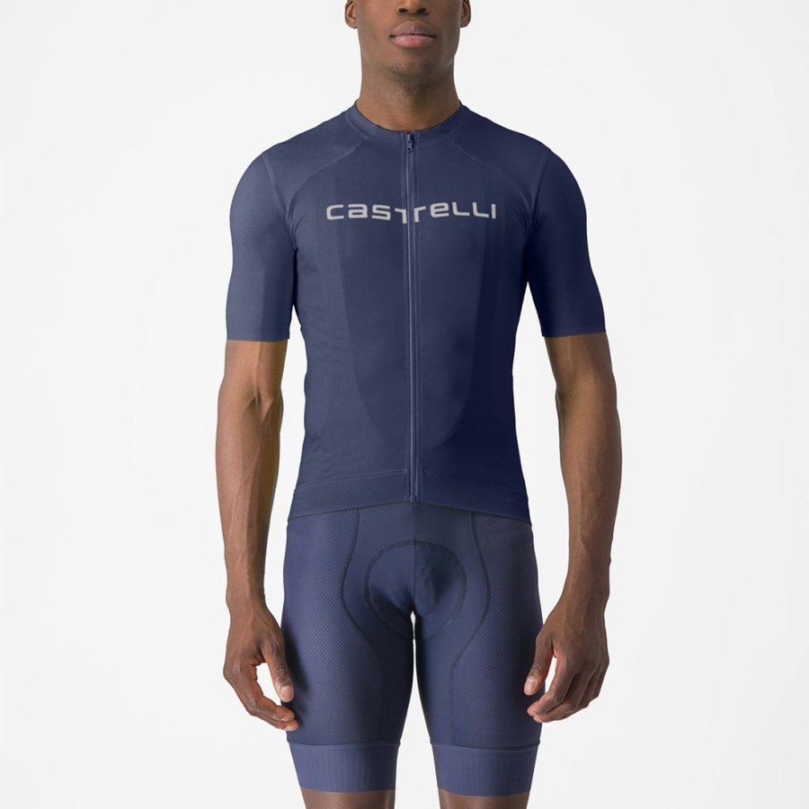 Blue / White Men Castelli PROLOGO LITE Jersey | UOJL-24759