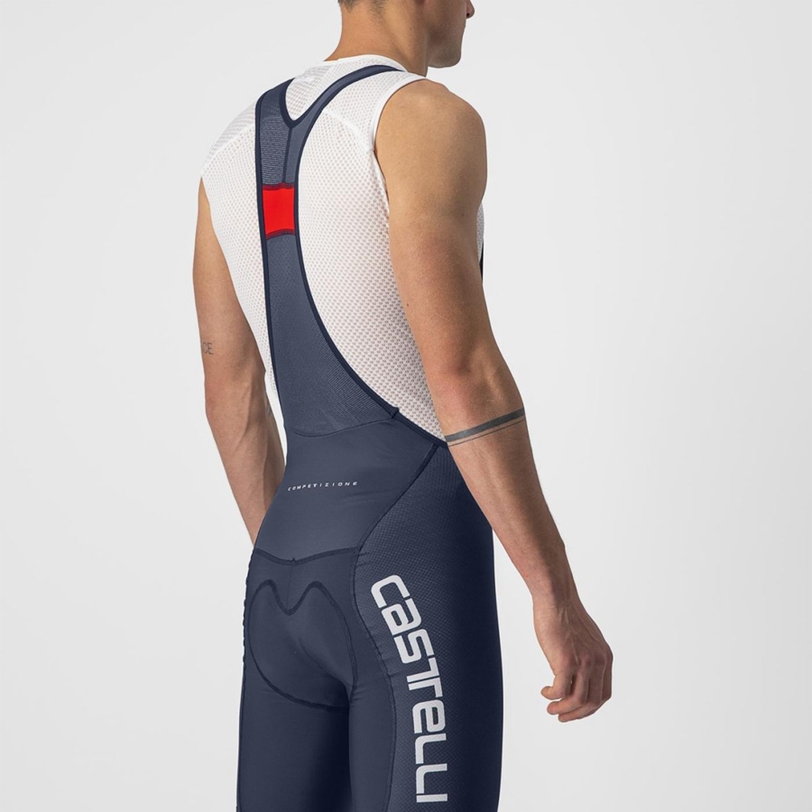 Blue / White / Silver Men Castelli COMPETIZIONE KIT Bib Shorts | GJUE-54736